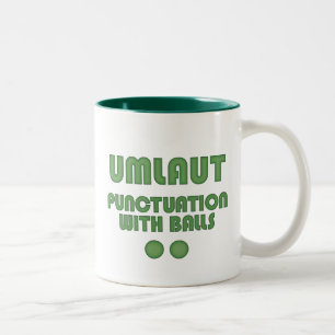 Umlaut Balls (groen) Tweekleurige Koffiemok