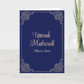 Umrah Mubarak Carte de voeux islamique cadeau bleu (Devant)