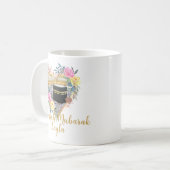 Umrah Mubarak Coeur Floral Kaabah Mug (Devant gauche)