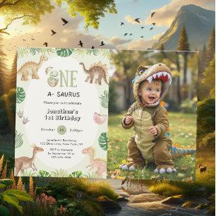 Un A-Saurus 1er anniversaire Invitation photo