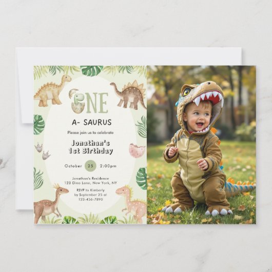Un A-Saurus 1er anniversaire Invitation photo (Devant)