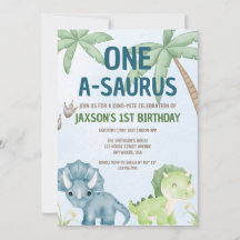 UN-A-SAURUS Dinomite première invitation d'anniver