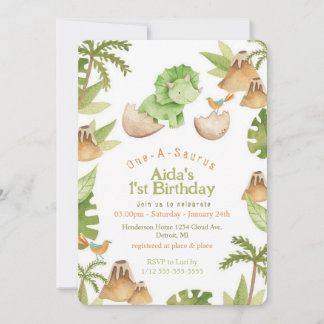 Un-A-Saurus dinosaure anniversaire Invitation