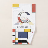 Un agréable néoplasticisme Art Monogramme. Lettre  (Serviette à main)