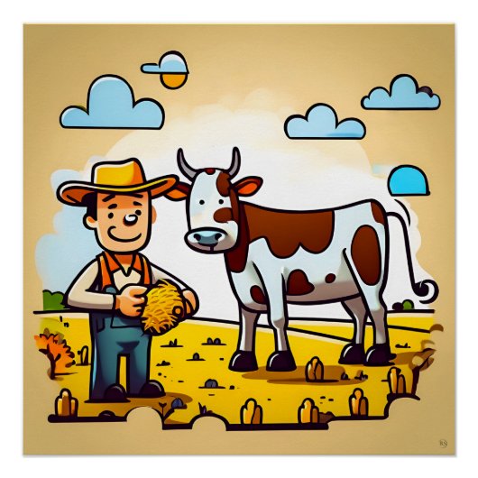 Un Agriculteur Et Son Affiche De Vache (Devant)
