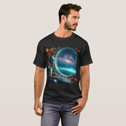 Un Alien regarde vers l'espace T-shirt (Devant entier)