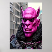 Un alien rose en ville | AI Art Poster (Devant)