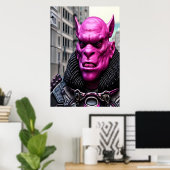 Un alien rose en ville | AI Art Poster (Bureau à domicile)