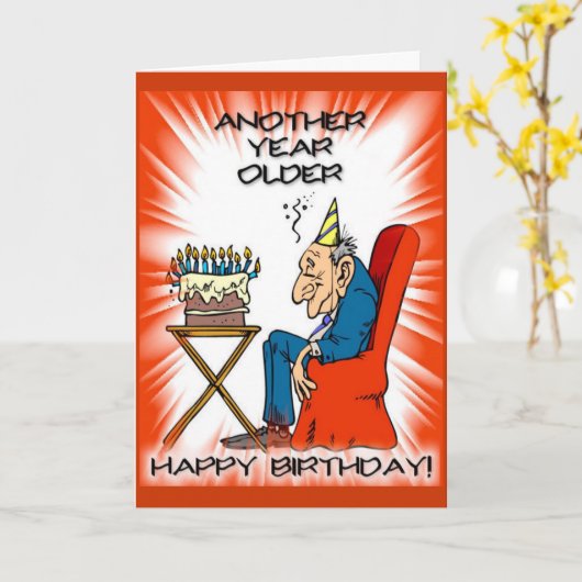 Un an de plus : Ancien Timer Carte d'anniversaire (Fleur jaune)