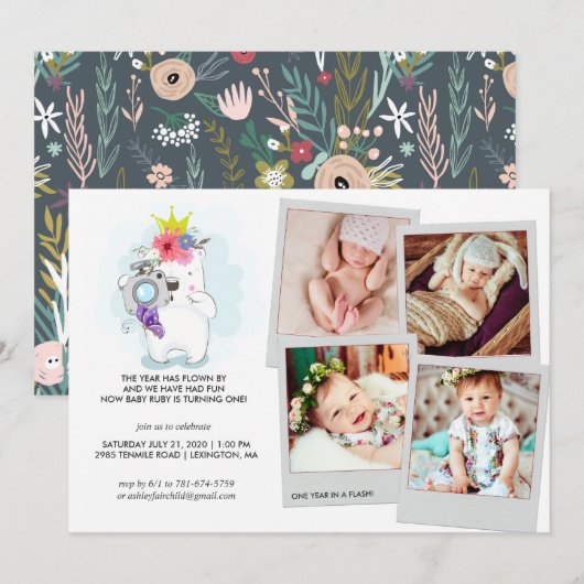 Un an en Flash | Invitation photo Collage (Devant / Derrière)