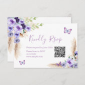 Un An Flutted Papillon Anniversaire Qr Carte Rsvp (Devant / Derrière)