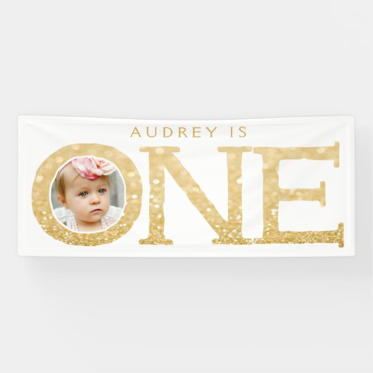 Un an Vieux Photo 1er Anniversaire Bannière de fêt (Horizontal)