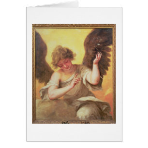 Un ange tenant un flacon en verre