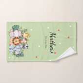 Un animal Safari monogrammé dans la jungle l Vert (Serviette à main)