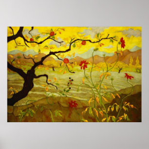 Un Arbre De Pommes Rouges Grand Poster vintage