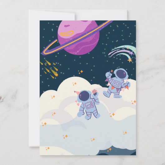 Un astronaute dans l'espace Invitation d'anniversa (Dos)