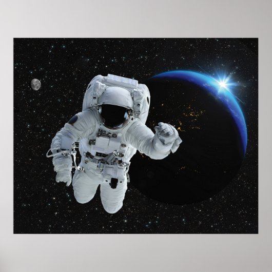 Un astronaute dans l'espace Terre Poster céleste (Devant)