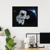 Un astronaute dans l'espace Terre Poster céleste (Bureau à domicile)