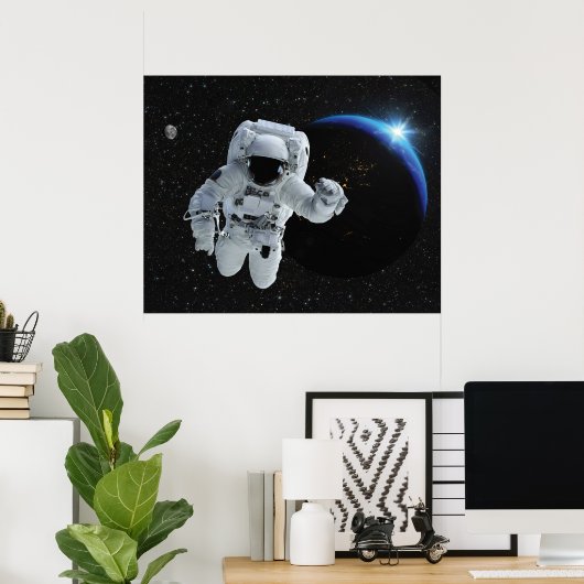 Un astronaute dans l'espace Terre Poster céleste (Bureau à domicile)