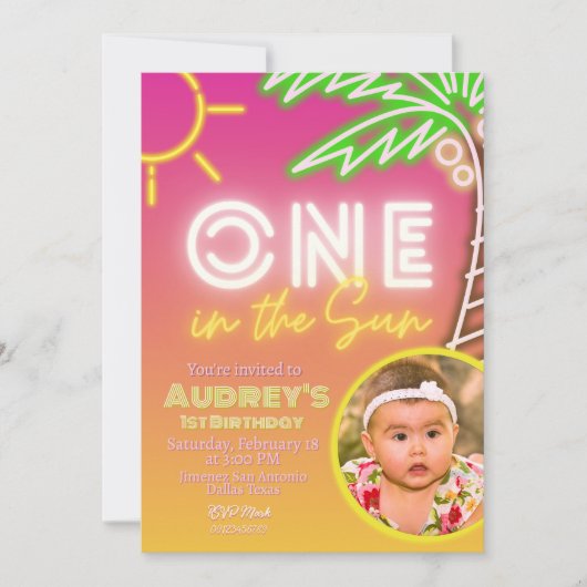 Un au soleil - 1er anniversaire Invitation (Devant)