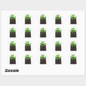 Un autocollant de chat cool avec un chapeau vert (Feuille)