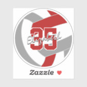 un autocollant de volley-ball gris rouge ou achete (Feuille)