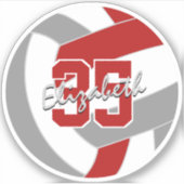 un autocollant de volley-ball gris rouge ou achete (Devant)