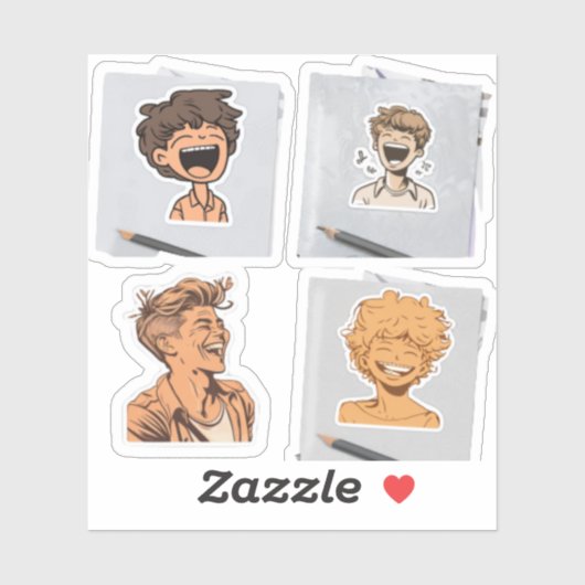 Un autocollant pour un groupe de personnages d'ani (Feuille)