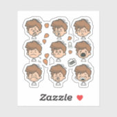 Un autocollant pour un groupe de personnages d'ani (Feuille)