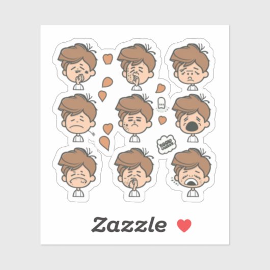 Un autocollant pour un groupe de personnages d'ani (Feuille)