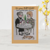 Un autre verre de vin, carte d'anniversaire (Fleur jaune)