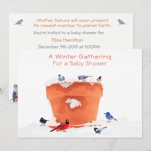 Un Baby shower-genre neutre en hiver : Invitation (Devant / Derrière)