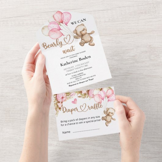 Un Baby shower Ours En Teddy Tout En Une Invitation (Déchirure)