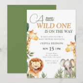 Un Baby shower Safari un peu sauvage Invitation (Devant / Derrière)