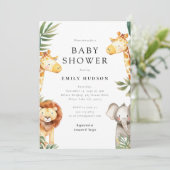 Un Baby shower Safari un peu sauvage Invitation (Debout devant)