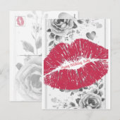 Un baiser pour vous sur une carte postale d'annive (Devant / Derrière)