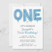 Un ballon, première invitation pour garçon d'anniv (Devant)