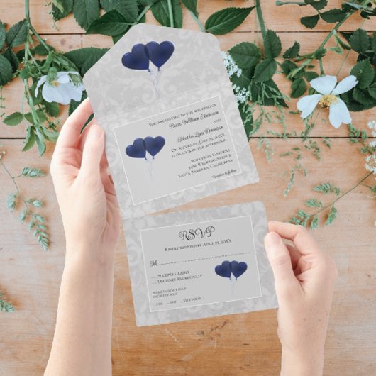 Un Ballons Coeur Bleu Mariage Tout en une invitation