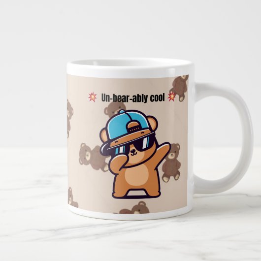 Un-Bear-ably Cool | Cute Bear Coffee Mug Extra Grote Beker (Rechts)