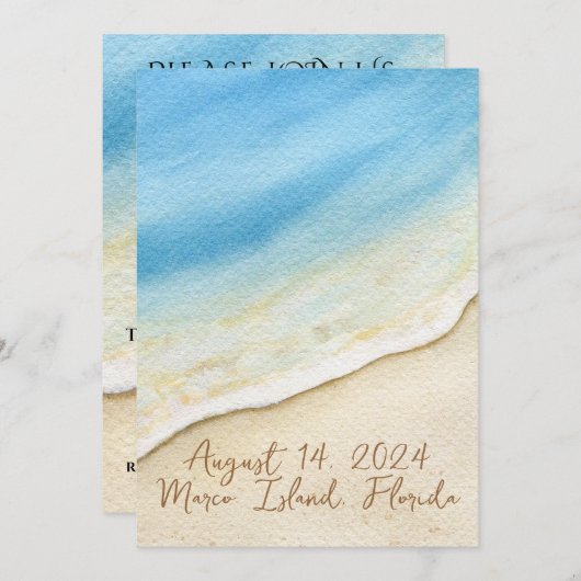 Un Beau Jour Pour Un Mariage De Plage - Invitation (Devant / Derrière)
