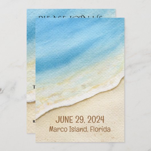 Un Beau Jour Pour Un Mariage De Plage - Invitation (Devant / Derrière)