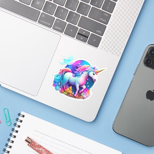 Un Beau Sticker Unicorn (Ordinateur portable avec iPhone)
