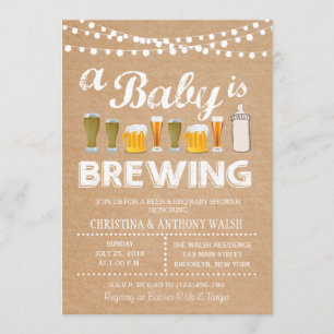 Un bébé brasse Baby shower BBQ Kraft Invitation