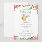 Un bébé brasse Baby shower Invitation fille (Devant / Derrière)