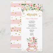 Un bébé brasse du thé à la fête Menu Baby shower (Devant / Derrière)