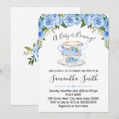 Un bébé brasse du thé baby shower bleu invitation (Devant / Derrière)