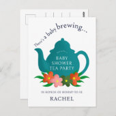 Un bébé brasse du thé Baby shower Invitation (Devant / Derrière)