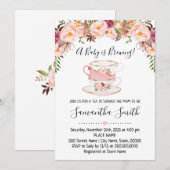 Un bébé brasse du thé baby shower rose invitation (Devant / Derrière)