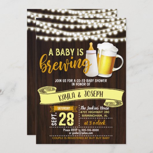 Un bébé brasse une invitation (Devant / Derrière)