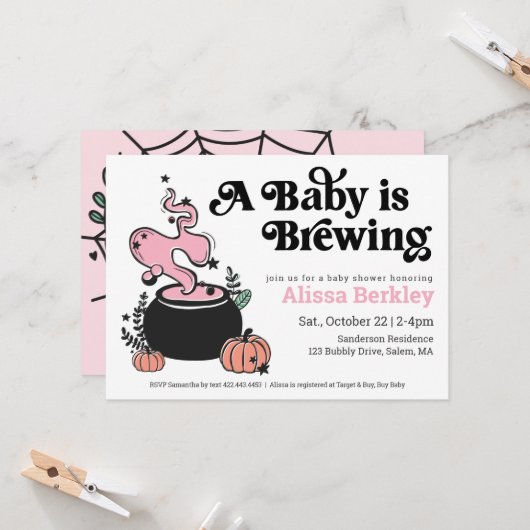 Un bébé brasse une invitation au Baby shower d'Hal (Devant/Arrière en situation)
